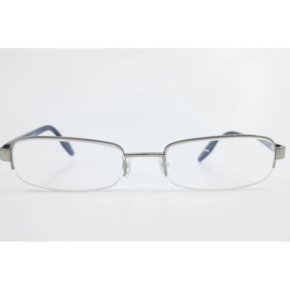 Armani Exchange AX 104 6LB Silver Blue Rectangular Semi Rimless Eyeglasses 52-19
